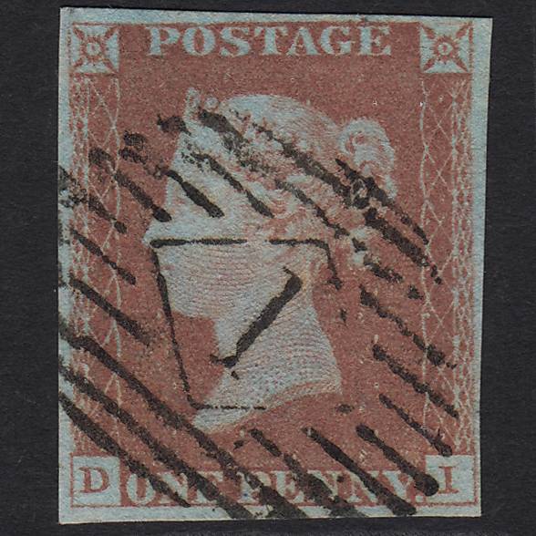 GB QV 1841 1d Very Blued Pl 71 SG8a-B1(2) DI VFU London No.1 4M Imperf
