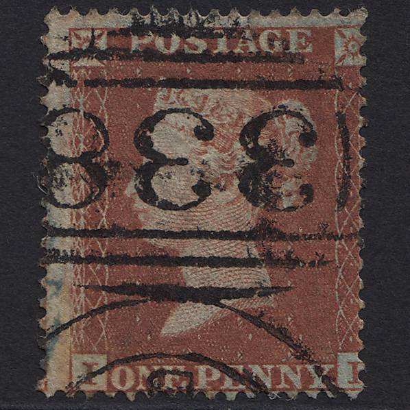 GB QV 1854 1d Red-brown SG17-C1(1) GU Harrogate 338
