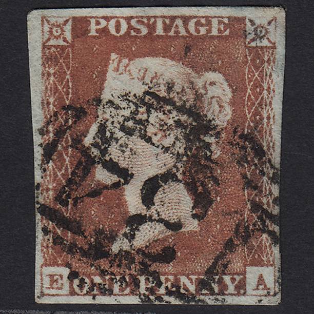 GB QV 1841 1d Pale Red-brown Pl 65 SG9-B1(3) EA FU Bristol 134 4 Margins