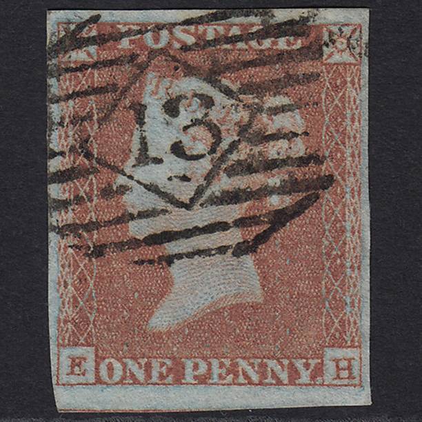 GB QV 1841 1d Red-brown (Plate 98) SG8-B1(1) EH GU London IS 13 4 Margins