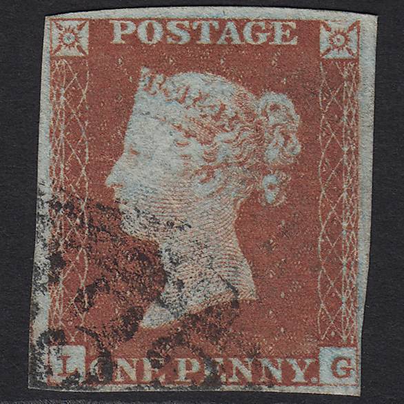 GB QV 1841 1d Red-brown (Plate 86) SG8-B1(1) LG GU 4 Margins