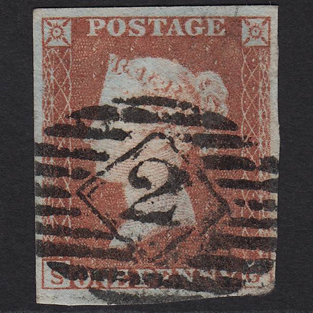 GB QV 1841 1d Red-brown Pl 96 SG8-B1(1) SG GU nr 4M Imperf London IS 2