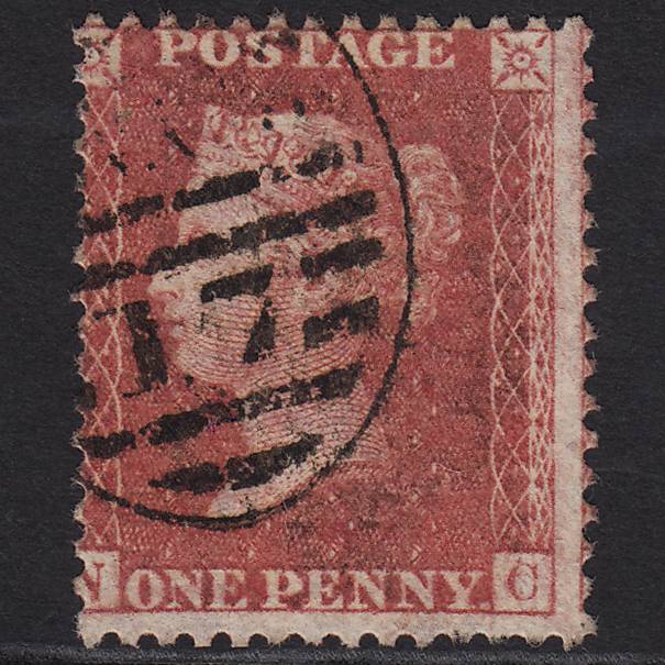 GB QV 1857 1d Rose-red Pl 47 SG40-C10(1) NC GU London D&S WC17 Misperf