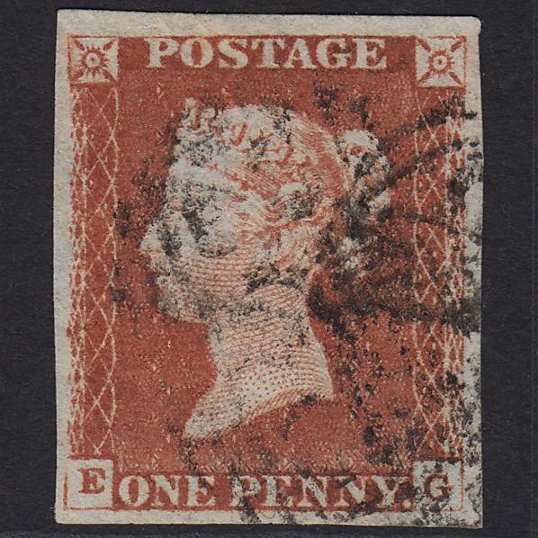 GB QV 1841 1d Red-brown (Plate 61) SG8-B1(1) Blue Head EG FU 4 Margins