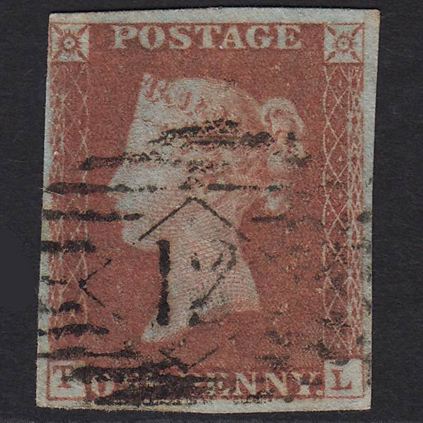 GB QV 1841 1d Red-brown SG8-B1(1) TL GU Miss Imprimatur 4M London IS 12