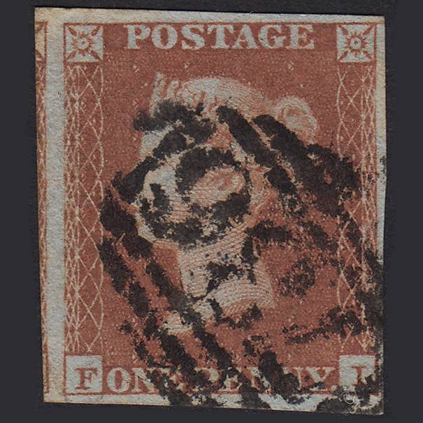 GB QV 1841 1d Red-brown (Plate 129) SG8-B2(1) FI GU Stockton 736