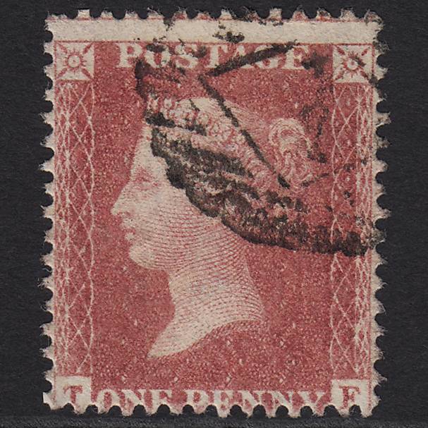 GB QV 1857 1d Rose-red Pl 41 SG40-C10(1) TF FU London IS Cancel Misperf