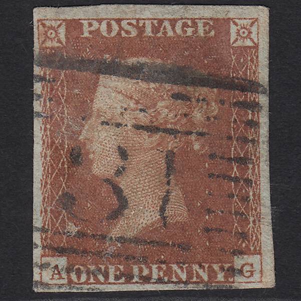 GB QV 1841 1d Red-brown SG8-B1(1) AG FU Miss Imprimatur 4M Edinburgh 131