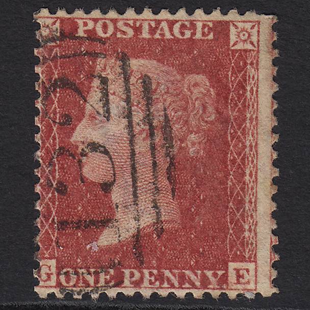 GB QV 1857 1d DP Rose-red Pl 59 SG41-C10(4) GE FU Brighton 132 Misperf
