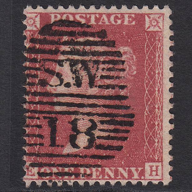 GB QV 1857 1d Rose-red Pl 47 SG40-C10(1) EH FU London D&S SW18 Misperf