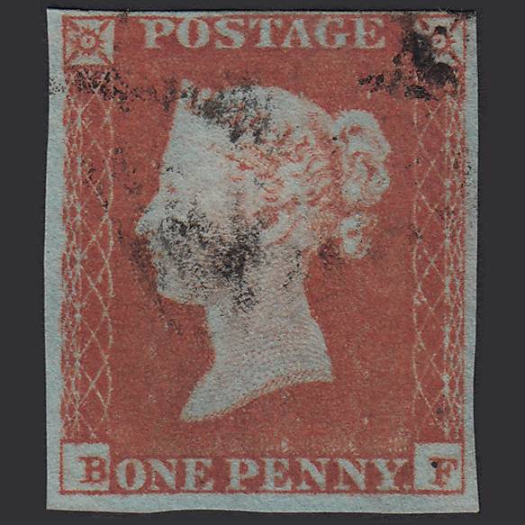 GB QV 1841 1d Red-brown (Plate 87) SG8-B1(1) BF FU 4M Imperf Light Cancel
