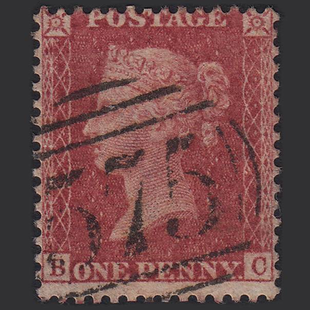 GB QV 1857 1d Rose-red (Plate 36) SG40-C10(1) BC FU Norwich 575
