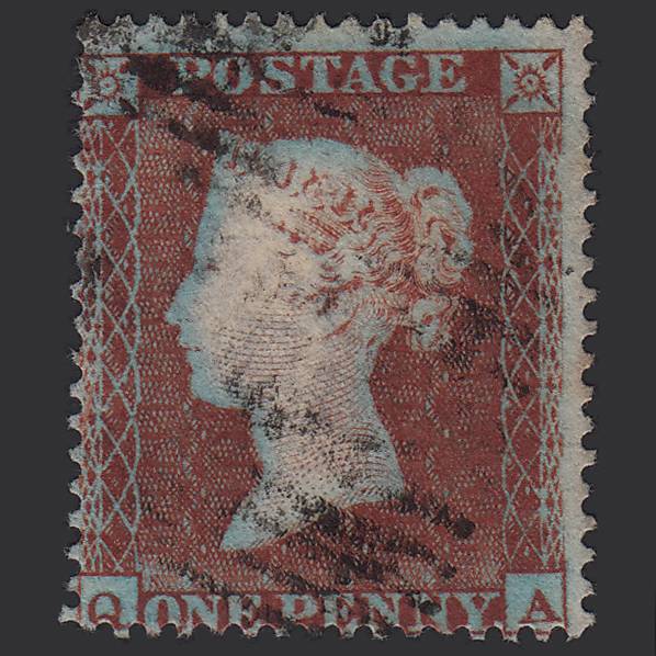GB QV 1854 1d Plum Plate R2 SG17-C1(4) QA FU Scotland