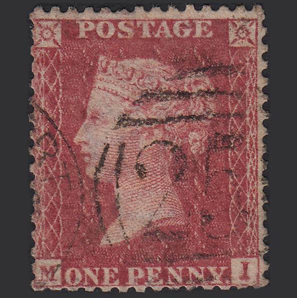 GB QV 1857 1d Rose-red (Plate 45) SG40-C10(1) MI GU Devonport 250