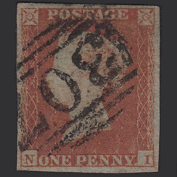 GB QV 1841 1d Red-brown (Plate 94) SG8-B1(1) NI GU 4M Gainsborough 307