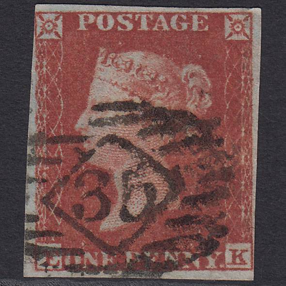 GB QV 1841 1d Red-brown Pl 159 SG8-B2(1) EK FU nr 4M London IS 35 35.c