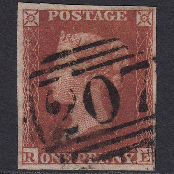GB QV 1841 1d Deep Red-brown Pl 164 SG10-B2(1) RE FU 4M Clitheroe 207