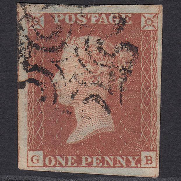 GB QV 1841 1d Red-brown Pl 20 SG8-B1(1) GUidelines GB FU 4 Margins MX