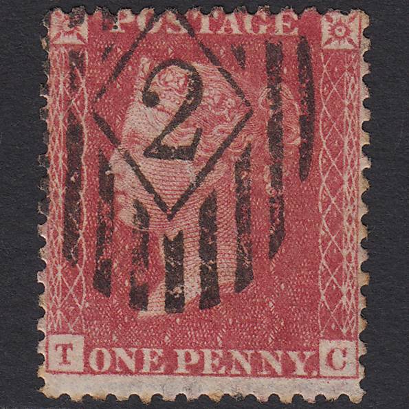 GB QV 1857 1d Rose-red Pl 52 SG40-C10(1) TC PU Charles Rideout No.2 Tear