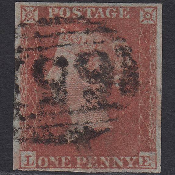 GB QV 1841 1d Red-brown (Plate 166) SG8-B2(1) LE GU 4 Margins