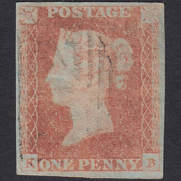 GB QV 1841 1d Red-brown (Plate 77) SG8-B1(1) KB GU 4 Margins Light Cancel