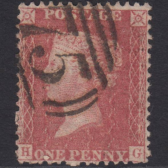 GB QV 1857 1d Pale Rose (Plate 66) SG39-C10(3) HG FU Birmingham 75