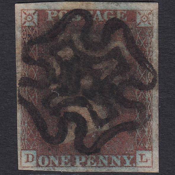 GB QV 1841 1d Plate 1b SG7-A2 DL FU 4 Margins Catterick Maltese Cross