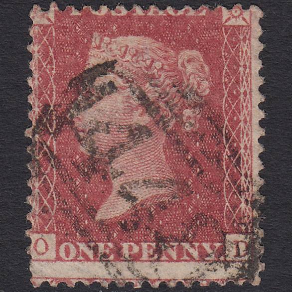 GB QV 1857 1d Rose-red Pl 62 SG40-C10(1) OD GU Leek 448 Large Misperf
