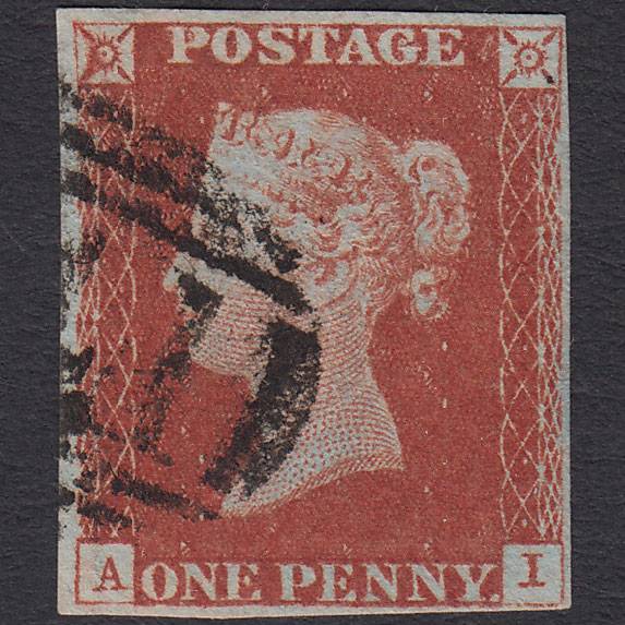 GB QV 1841 1d Deep Red-brown Pl 60 SG10-B1(4) AI FU Missing Imprimatur 4M