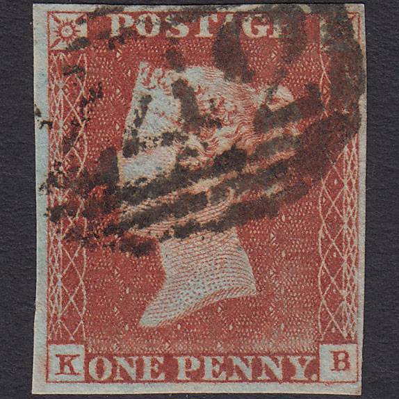 GB QV 1841 1d Pale Red-brown Pl 52 SG9-B1(3) KB FU 4 Margins Derby 242