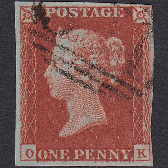 GB QV 1841 1d Deep Red-brown (Plate 60) SG10-B1(4) OK VFU 4 Margins