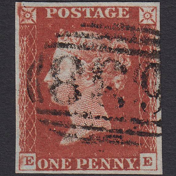 GB QV 1841 1d Deep Red-brown (Plate 60) SG10-B1(4) EE VFU 4M Retford 638