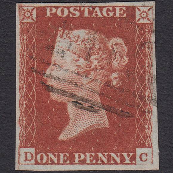 GB QV 1841 1d Deep Red-brown (Plate 60) SG10-B1(4) DC VFU 4 Margins