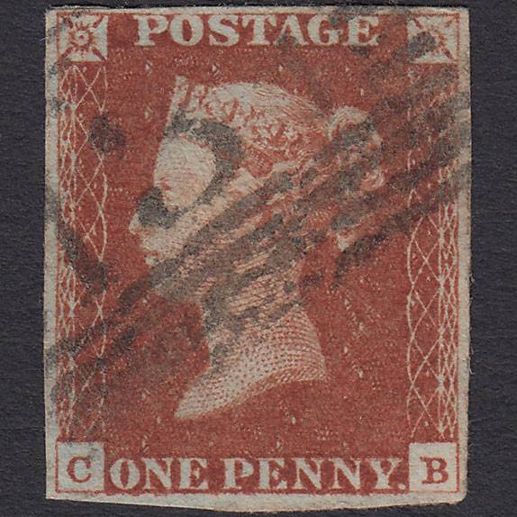 GB QV 1841 1d Red-brown Pl 55 SG8-B1(1) CB FU 4 Margins Edinburgh 131