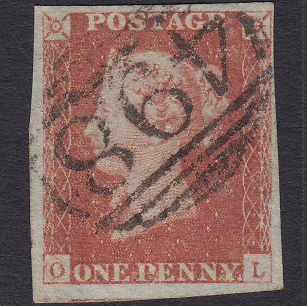 GB QV 1841 1d Red-brown (Plate 85) SG8-B1(1) OL GU Manchester 498