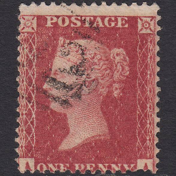 GB QV 1857 1d Pl 57 SG40-C10(1) AA FU Missing Imprimatur Light Cancel