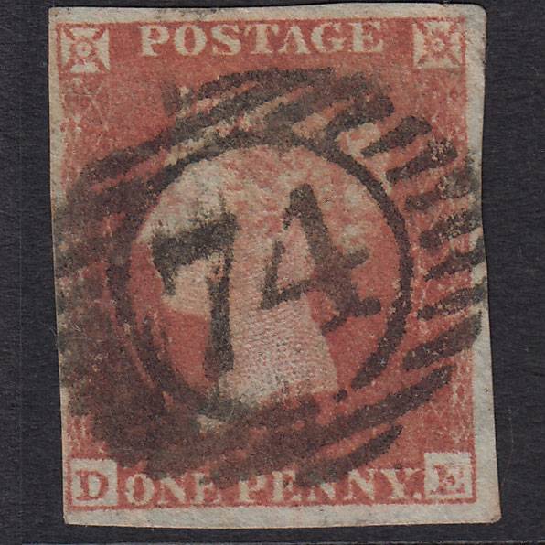 GB QV 1841 1d Red-brown (Plate 157) SG8-B2(1) DE GU 4M London D&S Cancel