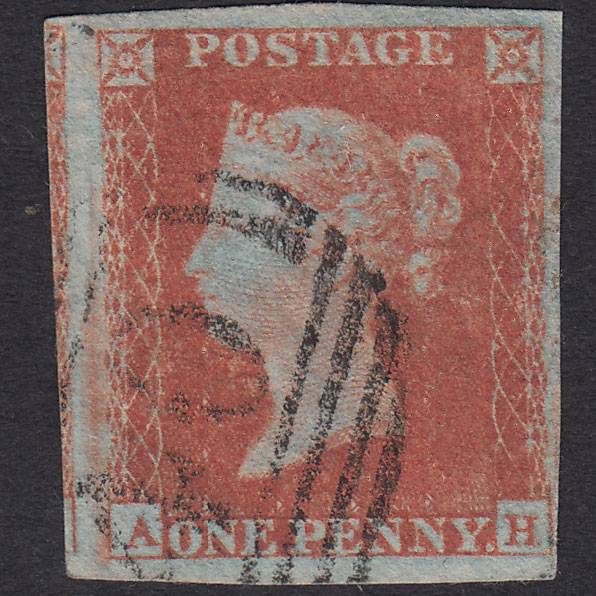 GB QV 1841 1d Red-brown Pl 145 SG8-B2(1) AH FU 4 Good to Huge Margins