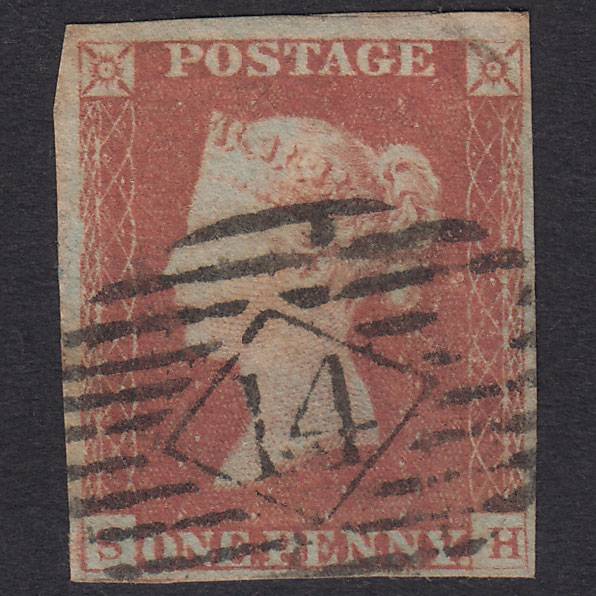 GB QV 1841 1d Red-brown (Plate 85) SG8-B1(1) SH GU 4 Margins London IS 14