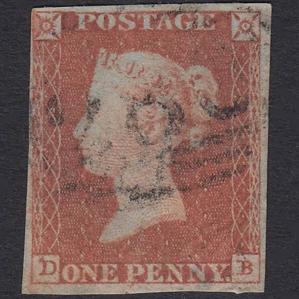 GB QV 1841 1d Red-Brown Plate 77 SG8-B1(1) DB GU 4 Margins Epsom 280