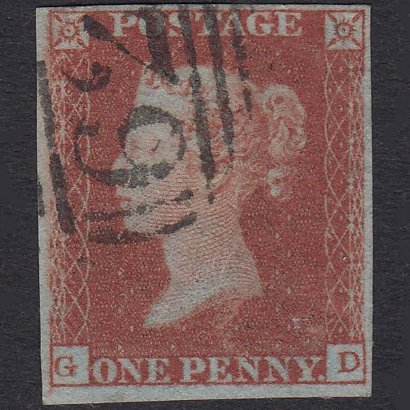 GB QV 1841 1d Red-Brown Plate 102 SG8-B1(1) GD FU 4 Margins
