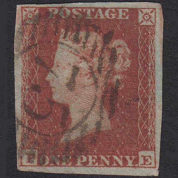 GB QV 1841 1d Red-Brown Plate 133 SG8-B2(1) PE FU 4 Margins London D&S 75