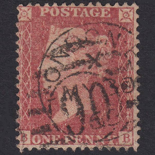 GB QV 1857 1d Rose-Red Plate 68 SG40-C10(1) BB GU London D&S 90