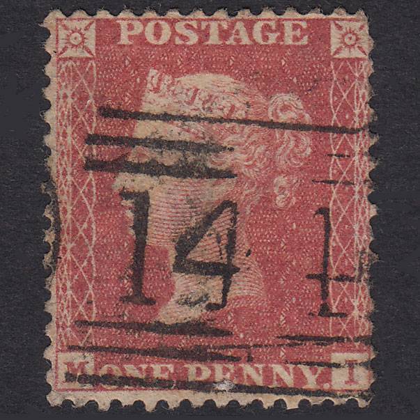 GB QV 1857 1d Rose-Red Plate 42 SG40-C10(1) MI FU Forfar 144