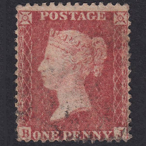 GB QV 1857 1d Rose-Red Plate 48 SG40-C10(1) BJ FU Light Cancel
