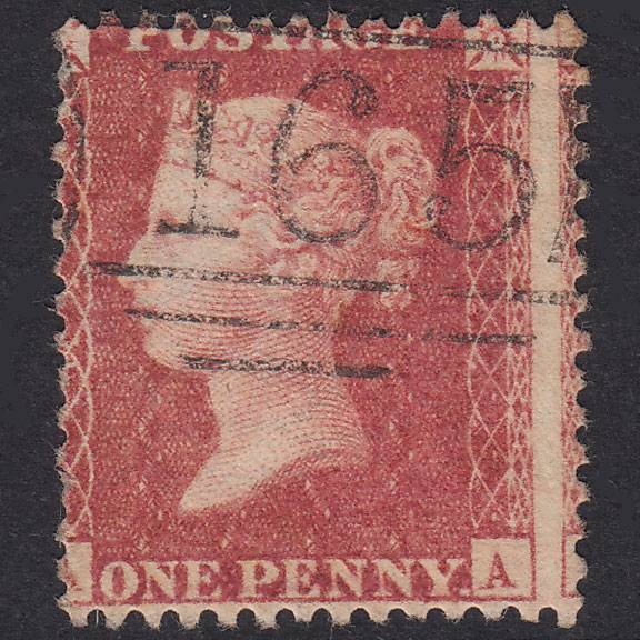 GB QV 1857 1d Pl 47 SG40-C10(1) AA VFU Imprim Carlisle 165 Large Misperf
