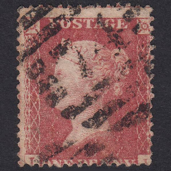 GB QV 1857 1d Rose-Red SG40-C10(1) FU Light Cancel 74 74D2 Misperf