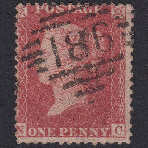 GB QV 1857 1d Rose-Red Plate 41 SG40-C10(1) NC FU Dublin 186