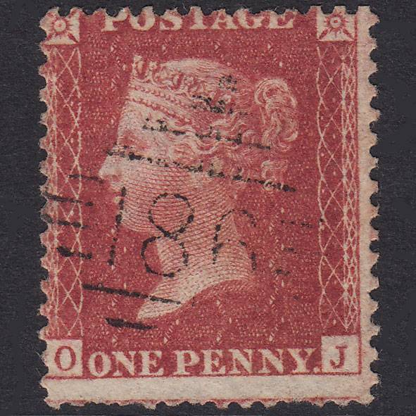 GB QV 1857 1d Rose-Red Plate 61 SG40-C10(1) OJ GU Dublin 186
