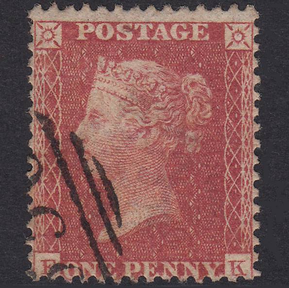 GB QV 1857 1d Rose-Red Plate 66 SG40-C10(1) EK FU Light Cancel